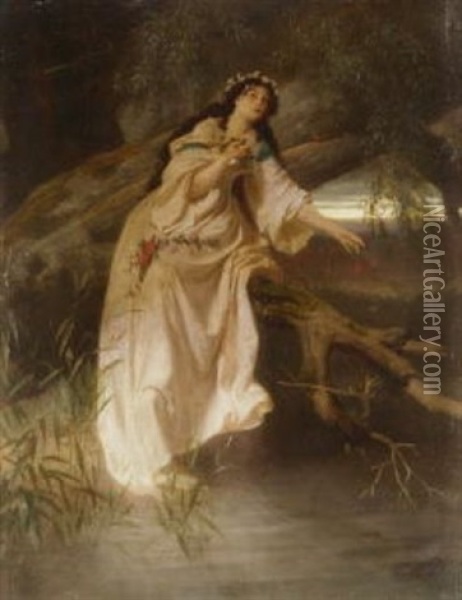 Ophelia Oil Painting - Ferdinand Piloty the Younger