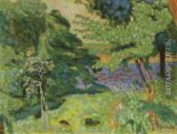 Jardin A Vernon; Paysage Au Bord De La Seine Oil Painting - Pierre Bonnard