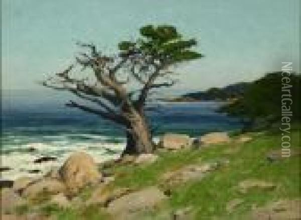 17-mile Drive, Near Carmel, Calif. In Spring Oil Painting - Charles Partridge Adams