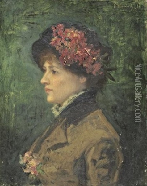 Femme Au Chapeau Oil Painting - Ferdinand Jacques Humbert