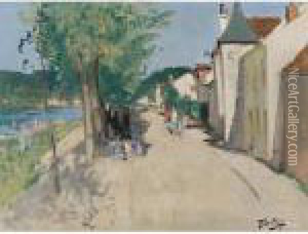 Quai A Saint-mammes Oil Painting - Pierre Eugene Montezin