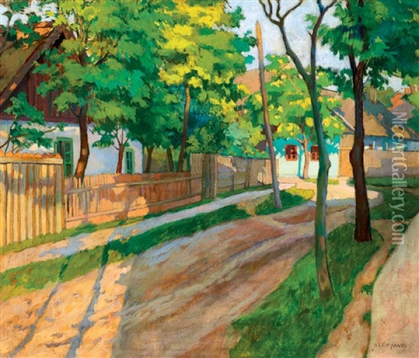 Shady Street Oil Painting - Janos Kleh