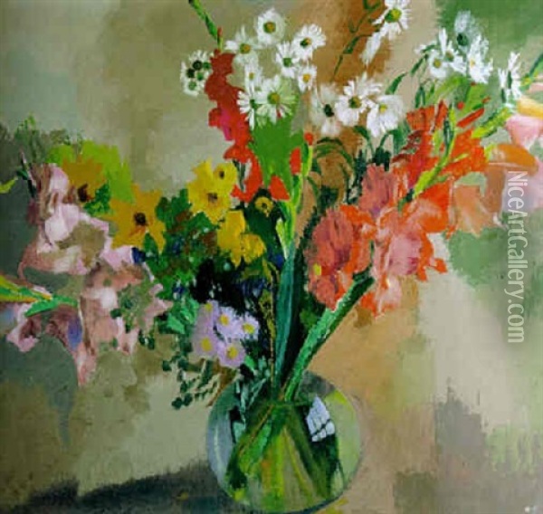 Herbstblumen Oil Painting - Augusto Giacometti