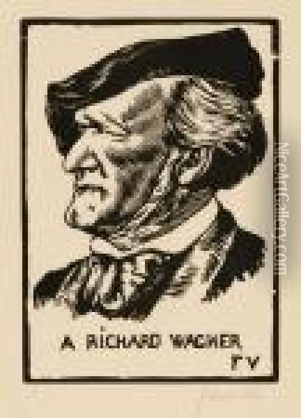 A Paul Verlaine - A Richard Wagner - A Ibsen - A Th. Dostoiewski Oil Painting - Felix Edouard Vallotton