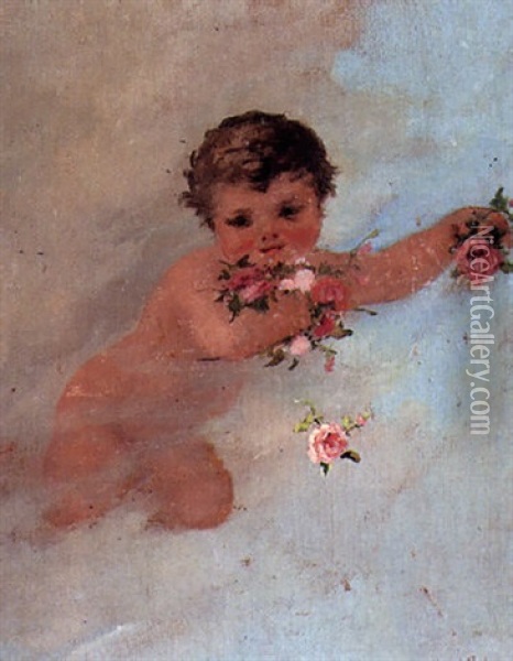 Querubin Con Rosas Oil Painting - Emilio Sala Frances