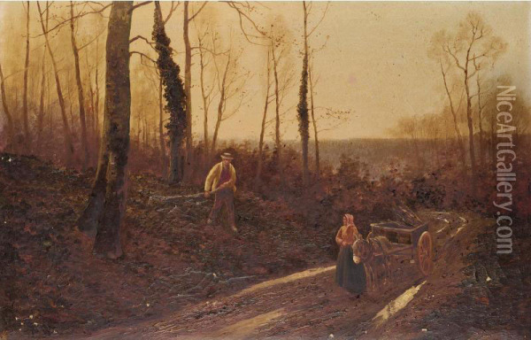 Gathering Firewood Oil Painting - Henry Bates Joel