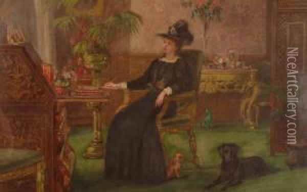 Study Of Woman At Her Bureau Oil Painting - John Parker