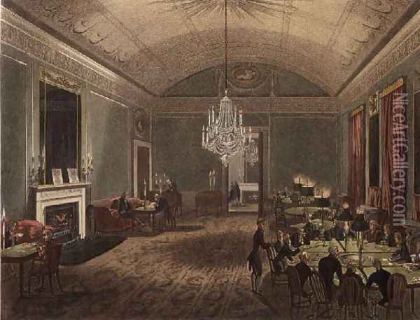 Great Subscription Room at Brookss from Ackermanns Microcosm of London Oil Painting - T. Rowlandson & A.C. Pugin