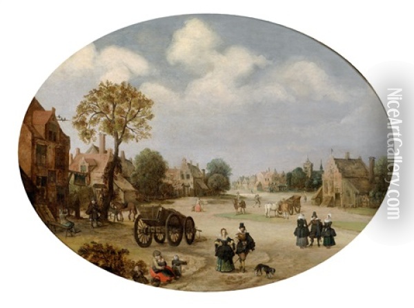 Dorfstrase Mit Reicher Figurenstaffage Oil Painting - Joost Cornelisz. Droochsloot