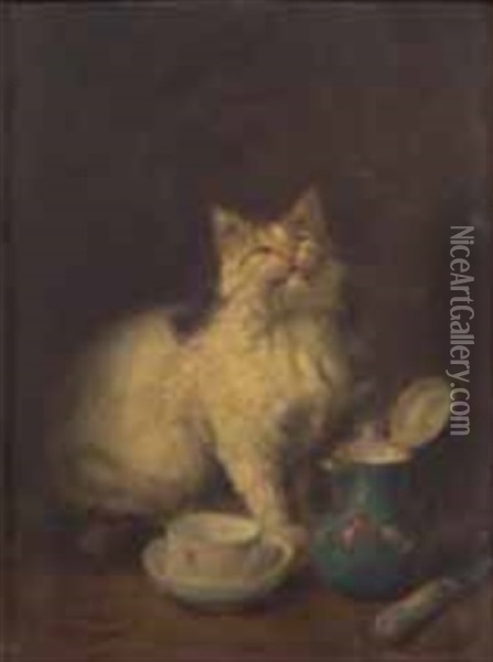 La Chatte Echaudee Oil Painting - Louis Eugene Lambert