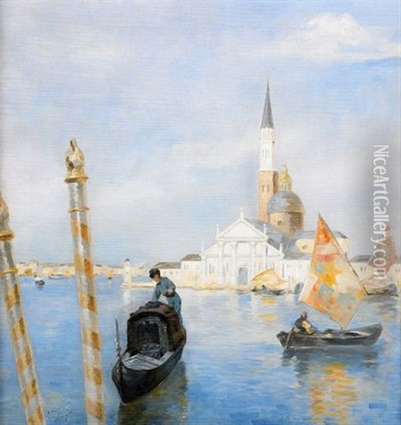 Vy Mot Santa Maria Della Salute - Venedig Oil Painting - Agneta (Agnes) Boerjesson