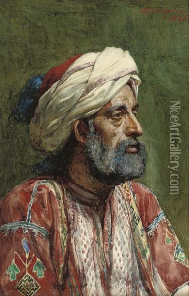 An Arab In Traditional Costume Oil Painting - James Shaw Crompton