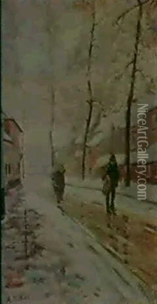 Nevicata Sul Vomero Oil Painting - Attilio Pratella