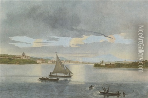 View Along A River In Brazil, Possibly The Rio Sao Francisco Oil Painting - Felix Emile Taunay