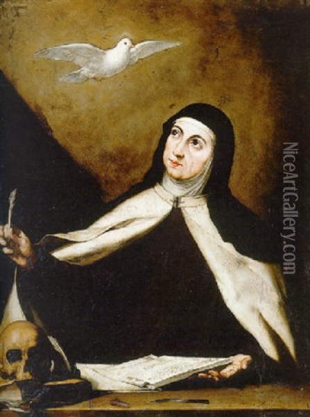 Santa Teresa Inspirada Por El Espiritu Santo Oil Painting - Jusepe de Ribera