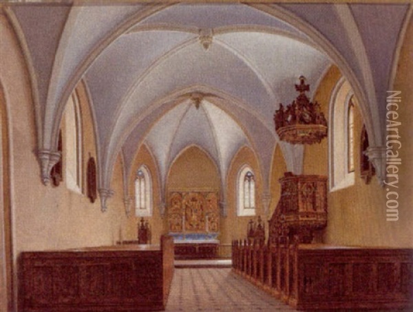 Kirkeinterior Oil Painting - Christian Olavius Zeuthen