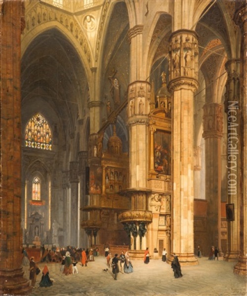Interno Del Duomo Oil Painting - Luigi Premazzi