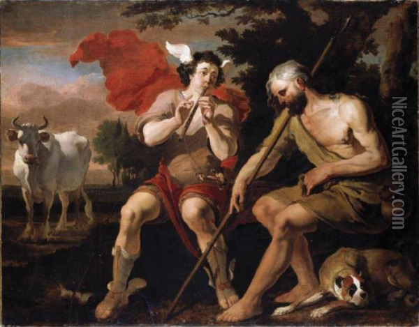 Mercury And Argos Oil Painting - Abraham Hondius