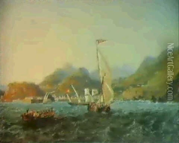 Shipping Off Funchal, Madeira Oil Painting - John Wilson Carmichael