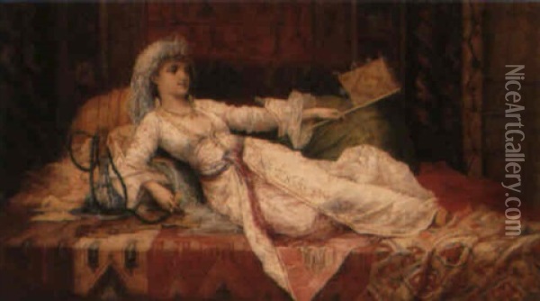 Femme Turque Allongee Oil Painting - Emile-Henri LaPorte