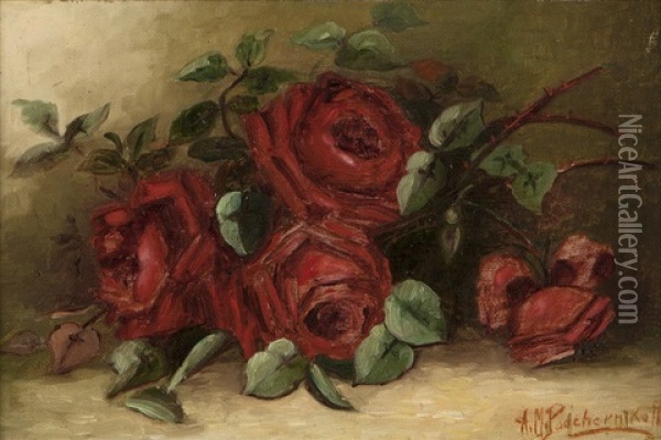 Red Roses Oil Painting - Alexis Matthew Podchernikoff