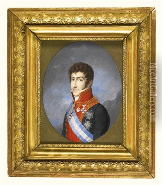 Portrait Of King Ferdinand Vii Of Spain (1784-1833) Oil Painting - Johannes Maria Monsorno