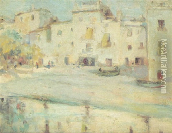 Playa Y Casas Oil Painting - Eliseo Meifren y Roig