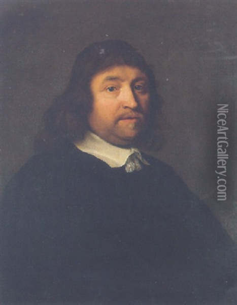 Portrait Of A Gentleman Wearing Black Oil Painting - Isaac Luttichuys