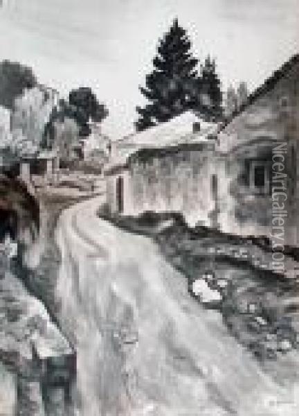 Le Chemin De L'abreuvoir Oil Painting - Alfred Lesbros