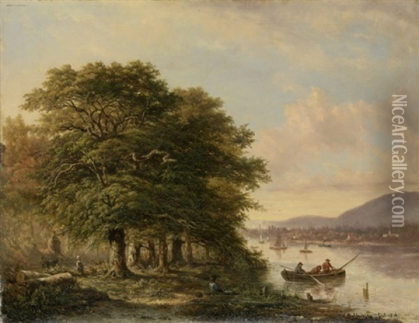 Sonnenuntergang Am Fluss Oil Painting - Hendrik van de Sande Bakhuyzen