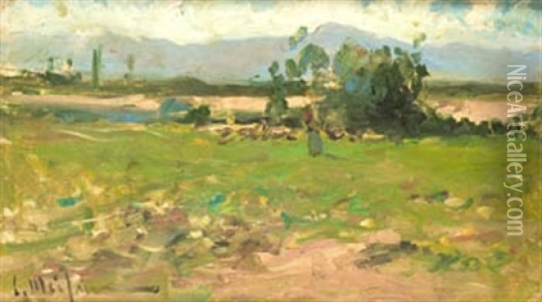 Paisaje Oil Painting - Eliseo Meifren y Roig