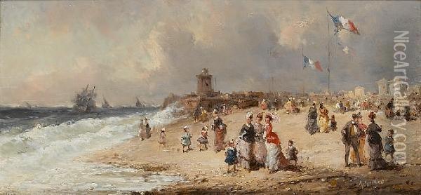 On The Beach Oil Painting - Andre Guilbert