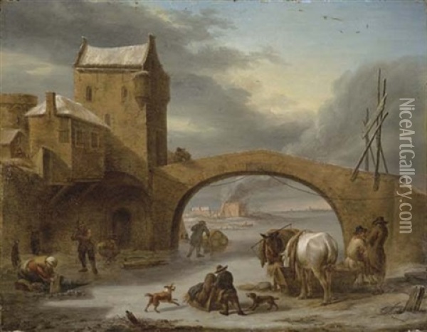 La Distribution Du Foin En Hiver Oil Painting - Cornelis Vermeulen