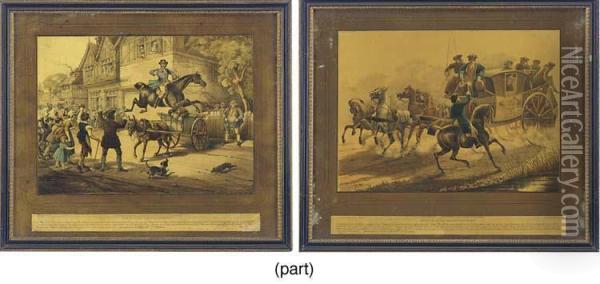 The Life Of Dick Turpin Interview Between Turpin And The Gypsy Queen On Gonerby Hill; Capture And Death Of King, Flight Of Turpin; Death Of Black Bess, Escape Of Turpin And Seizure Of The Pat Rico; Encounter Of The York Stage By Turpin; Deceived By The Fo Oil Painting - Edward Hull