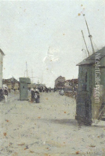 Along The Pier Oil Painting - Luigi Loir