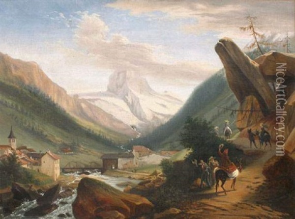 Le Depart Vers Les Glaciers Oil Painting - Jules Coignet