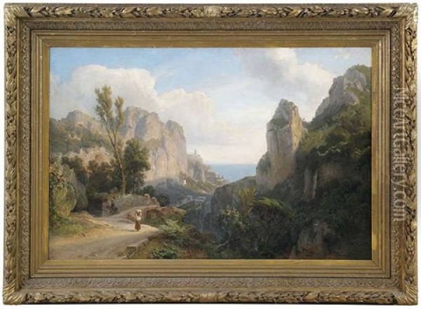 Das Muhlental Bei Amalfi Oil Painting - Carl Maria Nicolaus Hummel