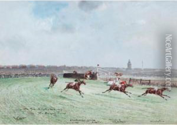 The Grand National 1913, The Canal Turn Oil Painting - John Beer