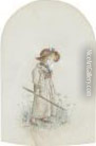 Young Girl Oil Painting - Kate Greenaway