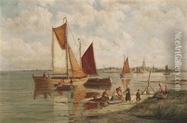 Schiedam On The Scheldt, Holland Oil Painting - Johannes Hermanus Barend Koekkoek