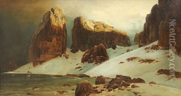 Sunrise On The Alaskan Coast Oil Painting - William Stanley Haseltine