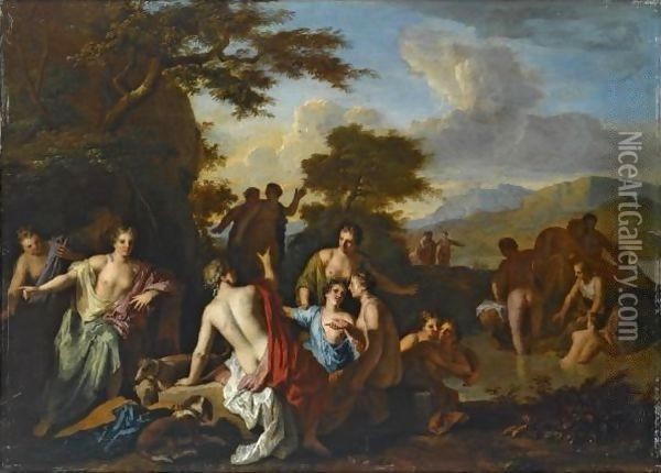 Diana And Her Nymphs Resting After The Hunt Oil Painting - Gerard Hoet