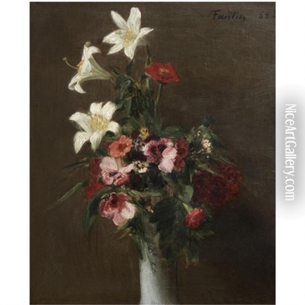 Fleurs Dans Un Vase De Porcelaine Oil Painting - Henri Fantin-Latour