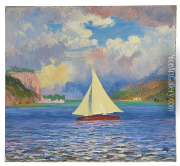 Segelboot Auf Dem Silsersee Oil Painting - Giovanni Giacometti
