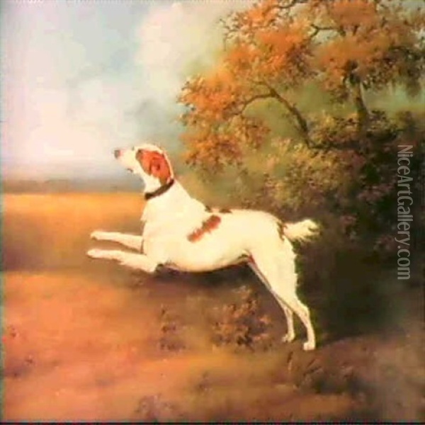 A Springer Spaniel In A Lan- Dscape Oil Painting - Henry Bernard Chalon