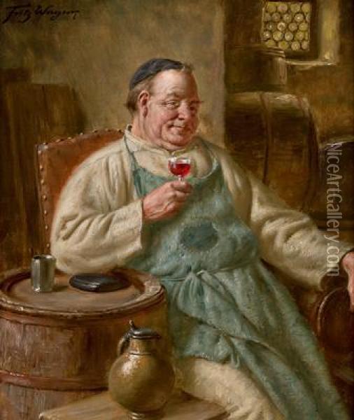 Monch Mit Weinglas Oil Painting - Fritz Wagner