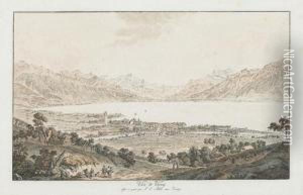 Vue De Vevey Oil Painting - Johann Ludwig Aberli