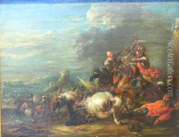 Cavalry Skirmish Oil Painting - Jan von Huchtenburgh