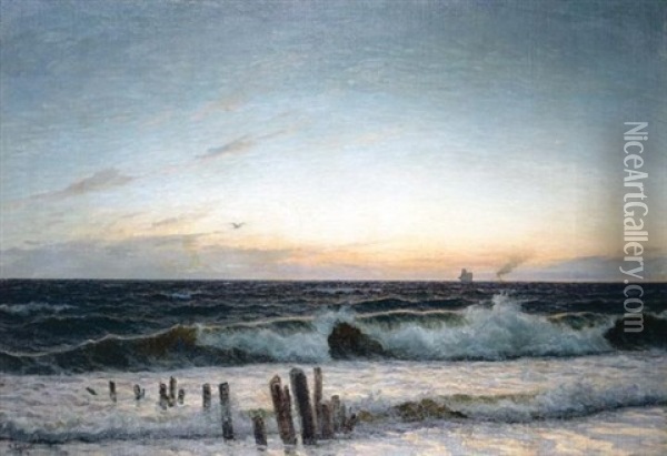 Rollers At Sunset Oil Painting - Holger Luebbers