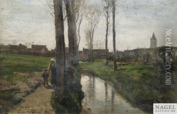 Landschaft Bei Courrieres Oil Painting - Jules Breton